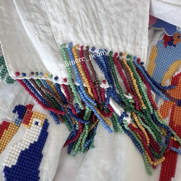 NWT Farm Rio Stitched Birds Tropical Parrots Full Skirt Medium - Picture 7 of 13